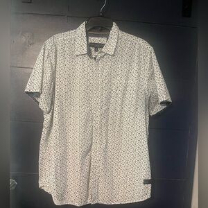 Men's White and Black Patterned Casual Shirt